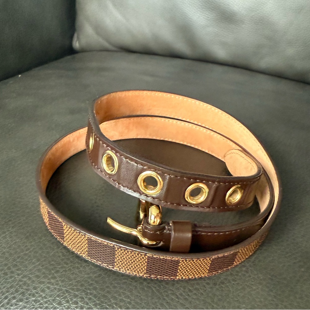 Louis Vuitton damier ebene Brown and Gold Belt